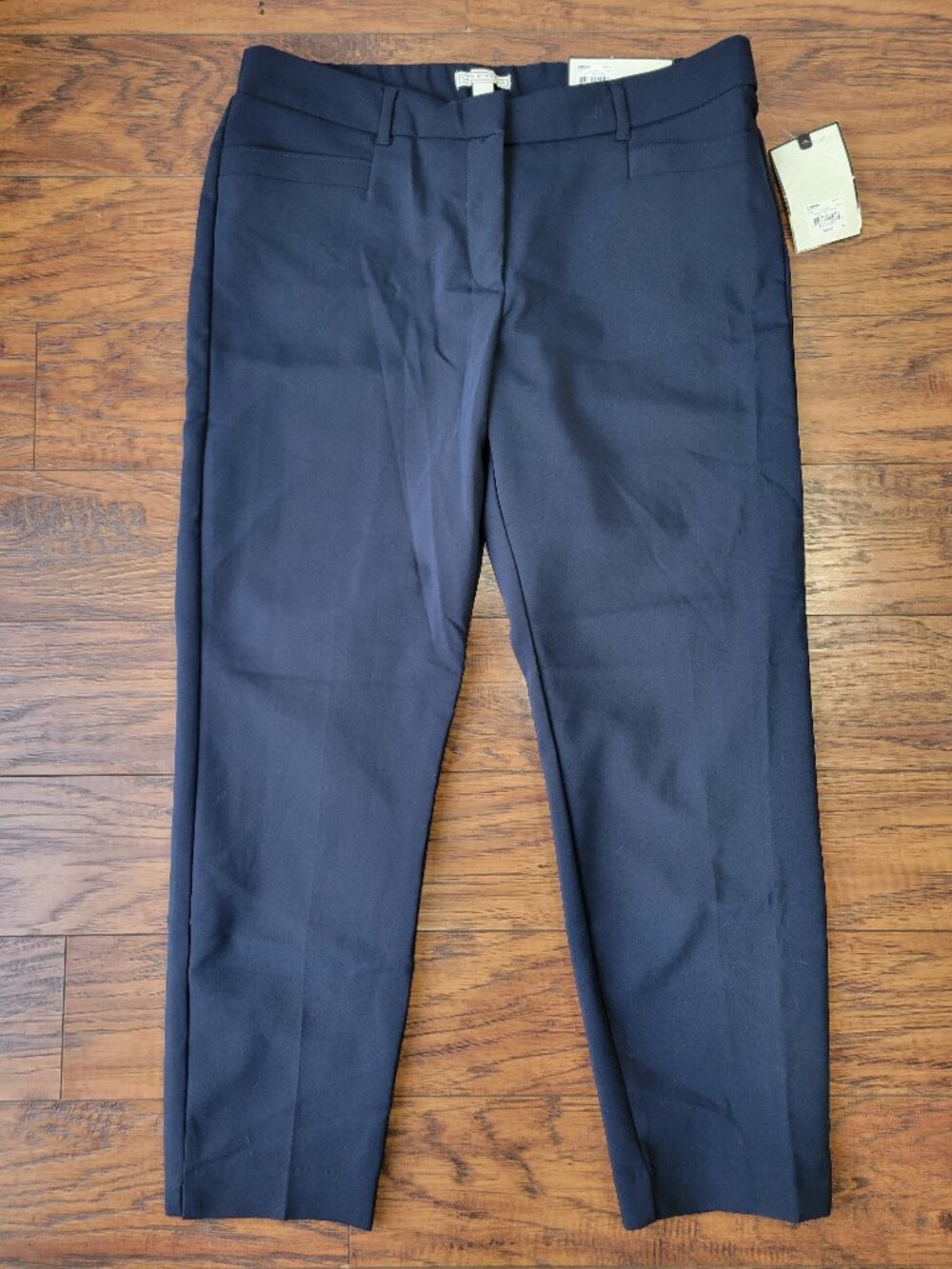 DANA BUCHMAN Navy Blue Mid-Rise Ankle Length Straight Leg Dress Pants sz 12 NWT